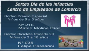 Ganadores del Sorteo por el «Día de la niñez»